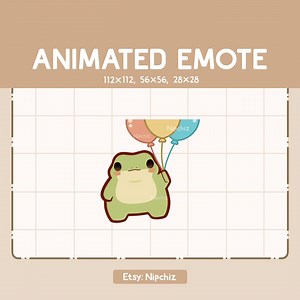 Animated Emote Chibi Frog is Holding a Bunch of Colorful Balloons and Flying - Cartoon Emote - Funny Emote for Streaming - Etsy Canada