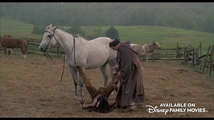 Think he can get the hang of riding a horse? Watch and learn in “Squanto: A Warrior’s Tale” on Disney Family Movies. What Disney film, released a year after this one, starred Native American actress Irene Bedard, who portrays Nakooma in this movie? | Disney Family Movies