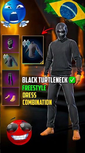 BEST DUO 👑 FREESTYLE 🇧🇷 OUTFIT COMBOS 👺 WITH BLACK TURTLENECK 🔥 FREE FIRE 🔥