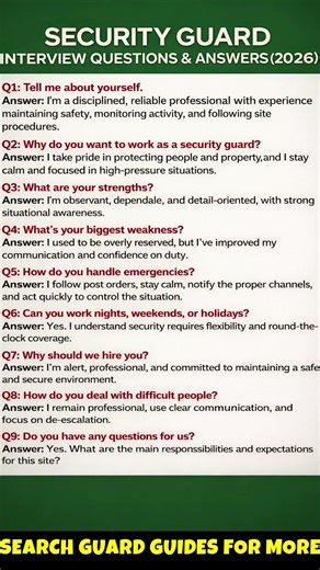 SECURITY GUARD INTERVIEW QUESTIONS & ANSWERS (2026)