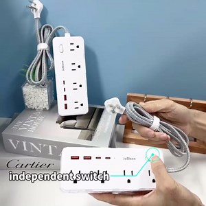 Power Strip Surge Protector - Multi Plug Outlet Adapter with 8 Widely Outlets & 4 USB Ports (2 USB-C), 5FT Extension Cord 45 ° Ultra Thin Flat Plug, Wall Mount for Office Travel Dorm and More