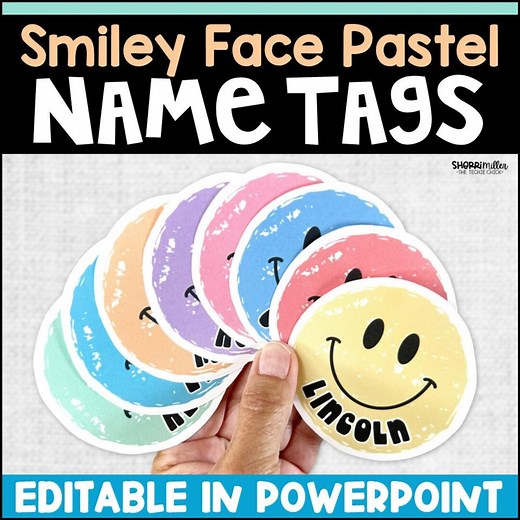 Editable Pastel Crayon Smiley Face Name Tags for Back to School Retro Classroom Decor Groovy Bulletin Board Student Desk Cubby Door Labels - Etsy