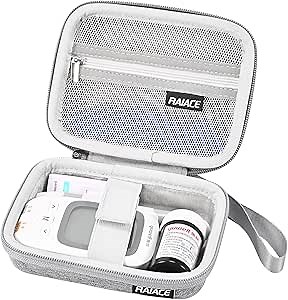 RAIACE Hard Storage Case for Diabetes Testing Kit, Blood Glucose Monitor Kit, mesh pocket for Blood Sugar Test Strips, Lancets, Lancing Device, Alcohol Wipe. (Case Only)- Gray