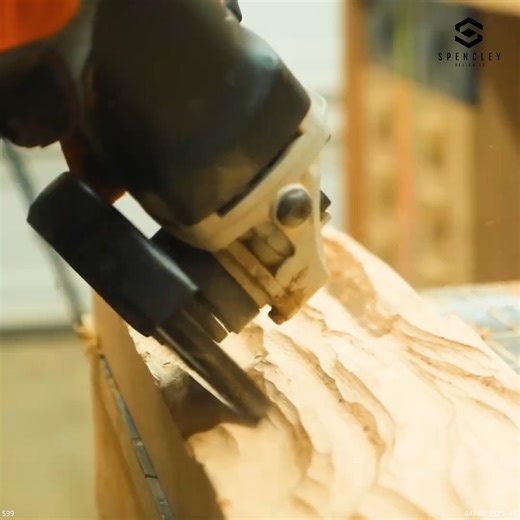 This Drawer Front Design Is Creating RIPPLES, Literally! #handcarving #handmade #woodgrain #flowing #woodentable #consoletable #DIYWoodworking #diy #groupproject | Spencley Design Co