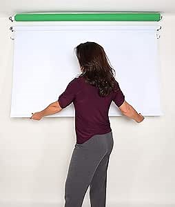 5’ x 8’ Spring-Powered Rollup Backdrop – White Retractable Background for Before & After Photos, Passport, ID & Compliance