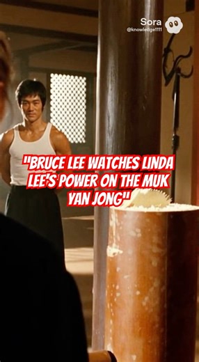 “Bruce Lee Watches Linda Lee’s Power on the Muk Yan Jong”