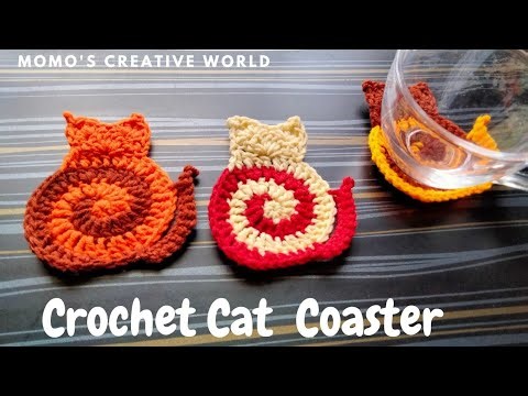 Quick & Easy Crochet Spiral Cat Coaster Pattern For Beginners ll Crochet Cat Coaster Tutorial