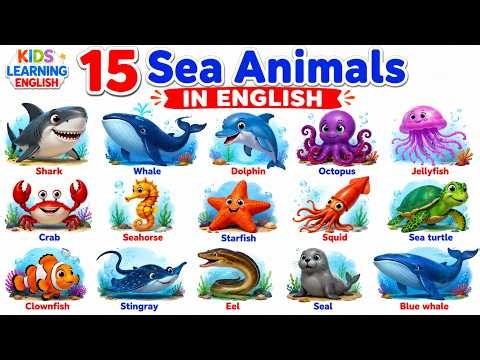 Learn 20 Sea Animals Names in English 🌊 | Sea Creatures for Kids & Beginners