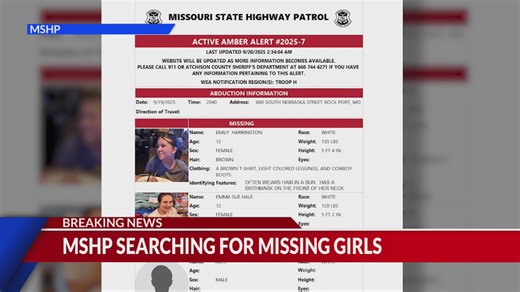 Amber Alert: Missing 12-year-old girls in Northwest Missouri