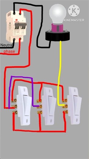 1 bulb 3 switch controls wiring || 3 two way switch connection#shorts#ytshorts#trending#viral#wiring