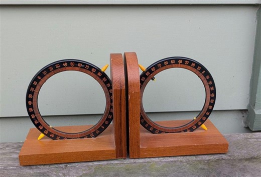 Unique Pair of Vintage, Mid Century Modern Compass Wood and Plastic Bookends Featuring A Compass Design - Etsy
