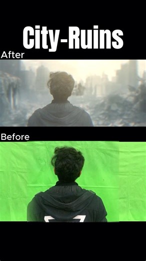 City ruins green screen video editing in after effects #edit #greenscreen #behindthescenes #vfx