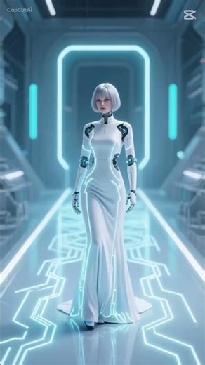 😍😱Future Bride: Android Model in Futuristic Wedding Dress❤️