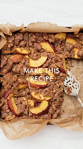 SAVE THIS RECIPE 🍑🥮 Episode 11 | Our easiest yet most impressive recipes for Summer. You must try this gluten-free Nectarine Walnut Crumble Cake! The recipe is very straightforward and the outcome is divine!!! When stone fruit isn’t available you can change up the fruit to make this cake a year-round favourite. Nectarine Walnut Crumble Cake Serves: 10 Time: 55 minutes Cake: 1 cup almond meal 1 1/2 cup flour 3/4 cup coconut sugar 1 tsp baking soda ¼ sea salt ½ cup plant-based or dairy yoghurt ½