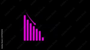 Abstract glowing business down graph chart animation on background. Bad Economy Recession Graph Chart Chalkboard Style.