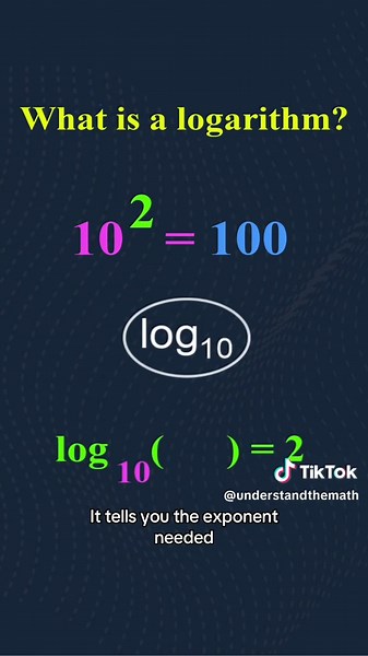 Do you know what a logarithm really is? A logarithm tells you the exponent needed to get a given number. #Algebra #Logarithms #MathHelp #StemTok #MathConcepts
