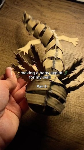 🦎🥹 DIY Cardboard Axolotl for my wall 🪼 Handmade Paper Craft 🫧 Tutorial #diy #cardboard #tutorial