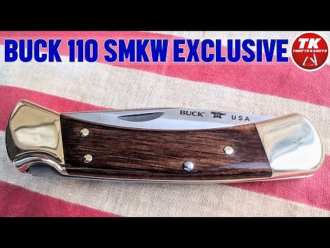 Buck 110 ‪@SMKWcom‬ Exclusive Pocket Knife - S30V & Wood Handle