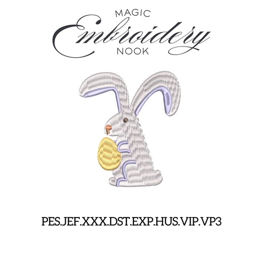 Spring Rabbit Embroidery Design Featuring Cute Bunny Holding Egg With Gentle Stitch Texture for Easter Textile Decoration. - Etsy