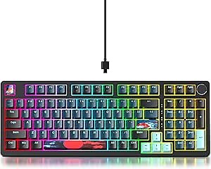 Guffercty kred 96% Wired Gaming Keyboard Gasket Mount, Hot-swappable RGB Mechanical Keyboard with Knob Control & Number Pad for Mac/Win (98 Monster)
