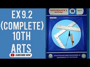 Exercise 9.2 10th class Arts Math complete | Solution of Chapter 9 Exercise 9.2 10th Class Math 👍