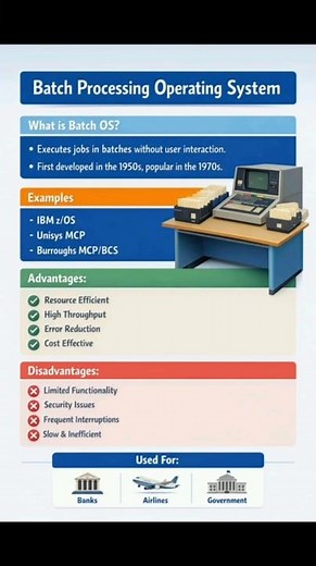 Batch processing operating system infographic #shorts #shortvideo #viral