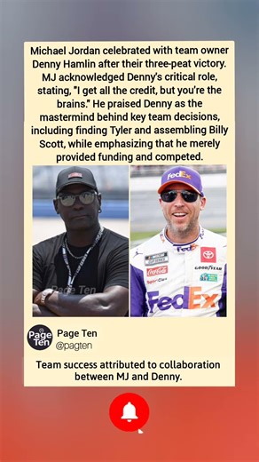 Champions unite: MJ credits Denny for mastermind moves #michaeljordan #dennyhamlin #shorts