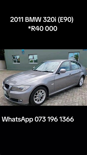 2011 BMW 320i (E90) Petrol Manual 🔥🚘 *Mileage: 178,000 kms *R40 000 *Partial service history and up to date *Alloys *Leather interior *Aircon blows ice *2x Keys *This vehicle is in a pristine condition *Vehicle has a valid Dekra Roadworthy *1 Owner *Accident free full service history *Nothing to fix start and go *Spare key /Sparewheel *We do delivery nationwide *For more information kindly *Call /whatsapp on 073 196 1366