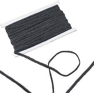 PandaHall 27 Yards Black Braid Lace Trim, 1/4 inch Polyester Gimp Braid Trim Centipede Braid Trim Decorative Craft Lace Ribbon for Upholstery Curtain Costume Crafts Sewing Halloween Decor