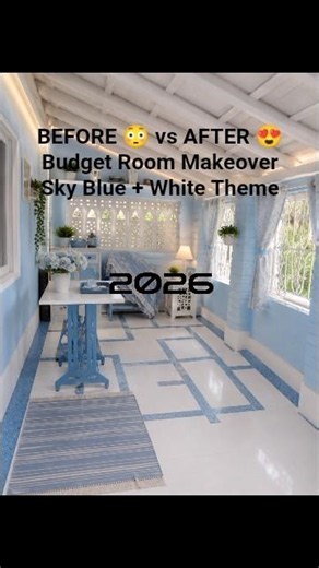 Small room makeover on a low budget! In this video, you'll see a beautiful sky blue and white room.