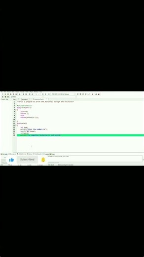 Factorial Program using Recursion in C language. #trending #coding #video #shorts #shortsvideo #yt