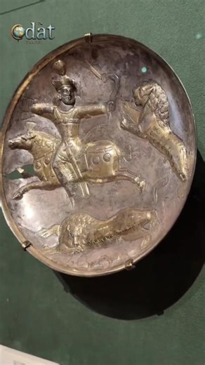 Sasanian Silver-Gilt Dish Showing Persian King Lion Hunting #ancient #king #Lion #Hunting #Persia