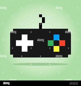Pixel 8 bit gamepad. joystick icon for game assets in vector illustration Stock Vector Image & Art - Alamy