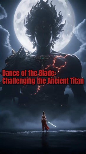 Standing alone against a deity that eclipses the sky, the maiden weaves a dance of blades, carving a final arc of light through the storm clouds and the pale moon. This is no ordinary skirmish; it is a mortal's ultimate defiance against the divine. Clad in crimson, she moves with lethal grace before the towering titan, whose core pulses with ominous, dark-red lightning. Every swing of her jade-hued blade is a challenge to fate itself. This battle is a clash of wills as much as power. Facing over