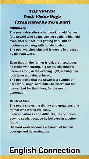 The Sower Class 11 Summary | Poem Explanation | Central Idea & Theme | Class 11 English Revision #yt