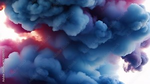 Ink color blend. Paint water drop. Transition reveal effect. Blue purple fluid splash on vibrant purple fume texture creative abstract background. Bright colored smoke on white background Stock Video