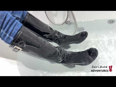 (TRAILER) Julie's Booted Adventures : Luxury Boot Waterproof Test – Patent Leather Boots in the bath
