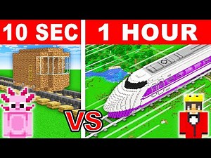 10 Seconds vs 1 Hour - Train House Build Challenge in Minecraft