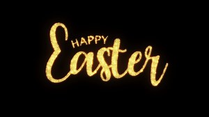 Loop of golden text flickering  Happy Easter background