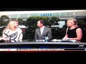 Genie Bouchard visits with ESPN2's Chris McKendry