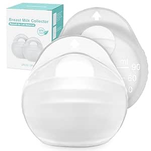Wearable Milk Collector, 2-in-1 Hands-Free Silicone Breast Milk Pump, Portable & Discreet Milk Catcher for Nursing Moms, Natural Milk Expression for Breast Milk Let Down - 90ml/3oz, 2-Pack