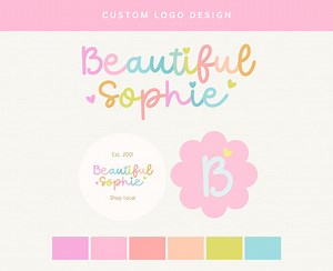 Trendy Logo Design: Retro Boho Colorful Small Business Logo - Etsy