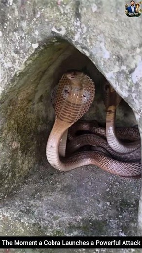 The Moment a Cobra Launches a Powerful Attack #snake #wildliferescue #cobra #wildlifeentertainment