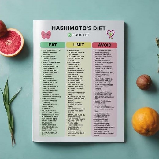 Hashimoto's Diet Food List Printable | Thyroid Food Guide | Autoimmune Grocery Planner