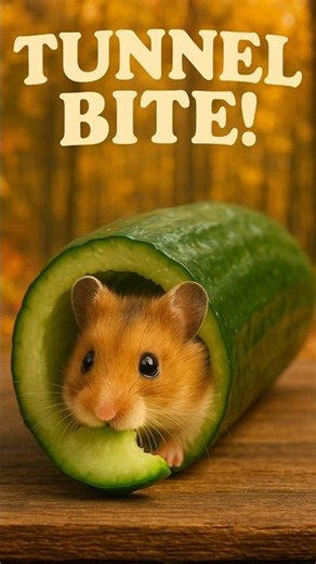 Hamster vs GIANT Cucumber Tunnel 🥒 Sneak & Cute Bite!