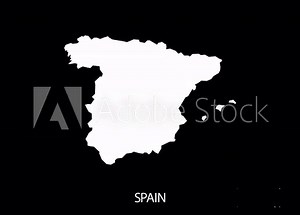 Digital revealing and zooming in on Spain Country Map Alpha video with Country Name revealing background | Spain country Map and title revealing alpha video for editing template conceptual
