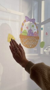 Big Dot of Happiness Spring Easter Window Clings, Reusable Holiday Window Sticker Decorations, Basket, Eggs, Bunny Decals, Happy Easter Static Clings for Kid-Friendly Party Decor