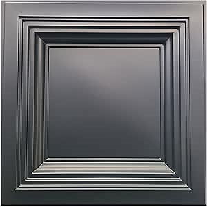 Drop in Coffered Ceiling tile #274 in Black Matte. Easy to install into a standard 2'x2' grid system decorative ceiling tiles, pack of 25 (will cover ~100 sq.ft.)