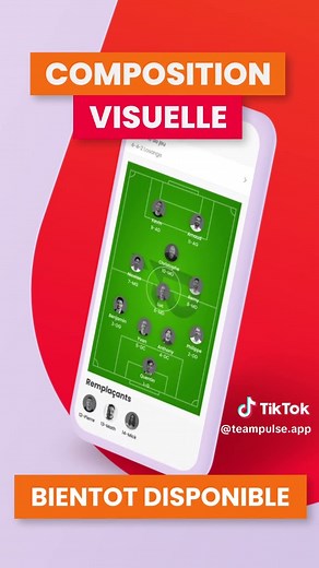 🚨 GRANDE NOUVEAUTÉ EN APPROCHE ! ⚽️ Fini les compositions d’équipe à la va-vite sur papier ou par SMS juste avant le match ! Avec TeamPulse, les schémas tactiques visuels débarquent très bientôt : clairs, précis et faciles à partager directement dans ton application📱 Prépare-toi à révolutionner la façon dont tu communiques ta stratégie à ton équipe. D’abord dispo pour le foot, et très vite déployé pour tous les autres sports 🏀🏉 👉 Reste connecté(e) pour être parmi les premiers à l'utiliser !