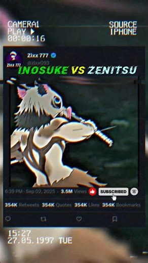 "Inosuke vs Zenitsu 🔥 | Thunder vs Beast Breathing | Demon Slayer Epic Battle ⚡"#anime